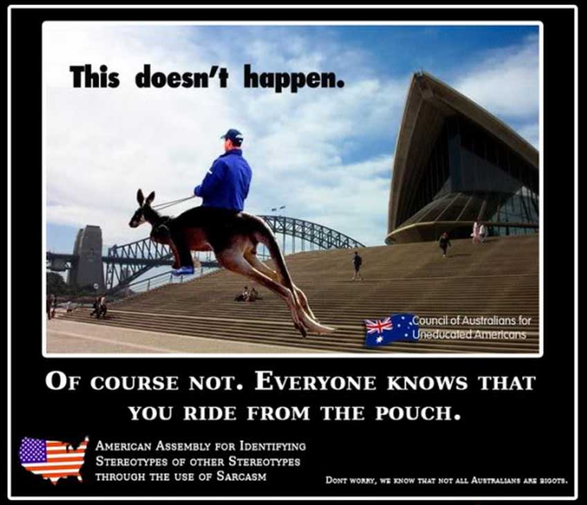 Australians in America - Kangaroo riding